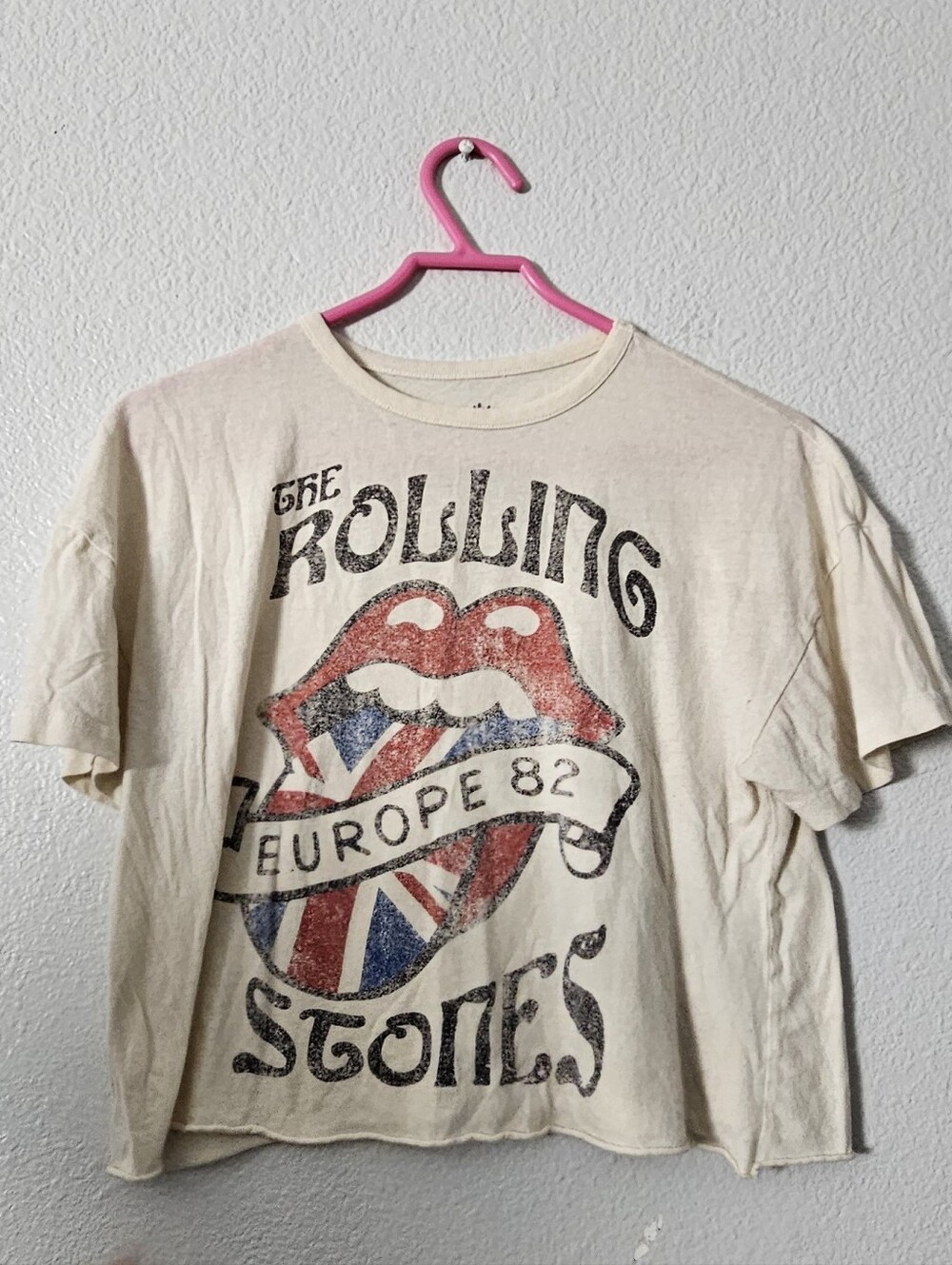 The Rolling Stones Cream Kids' Graphic Tee with Red & Blue Tongue XS